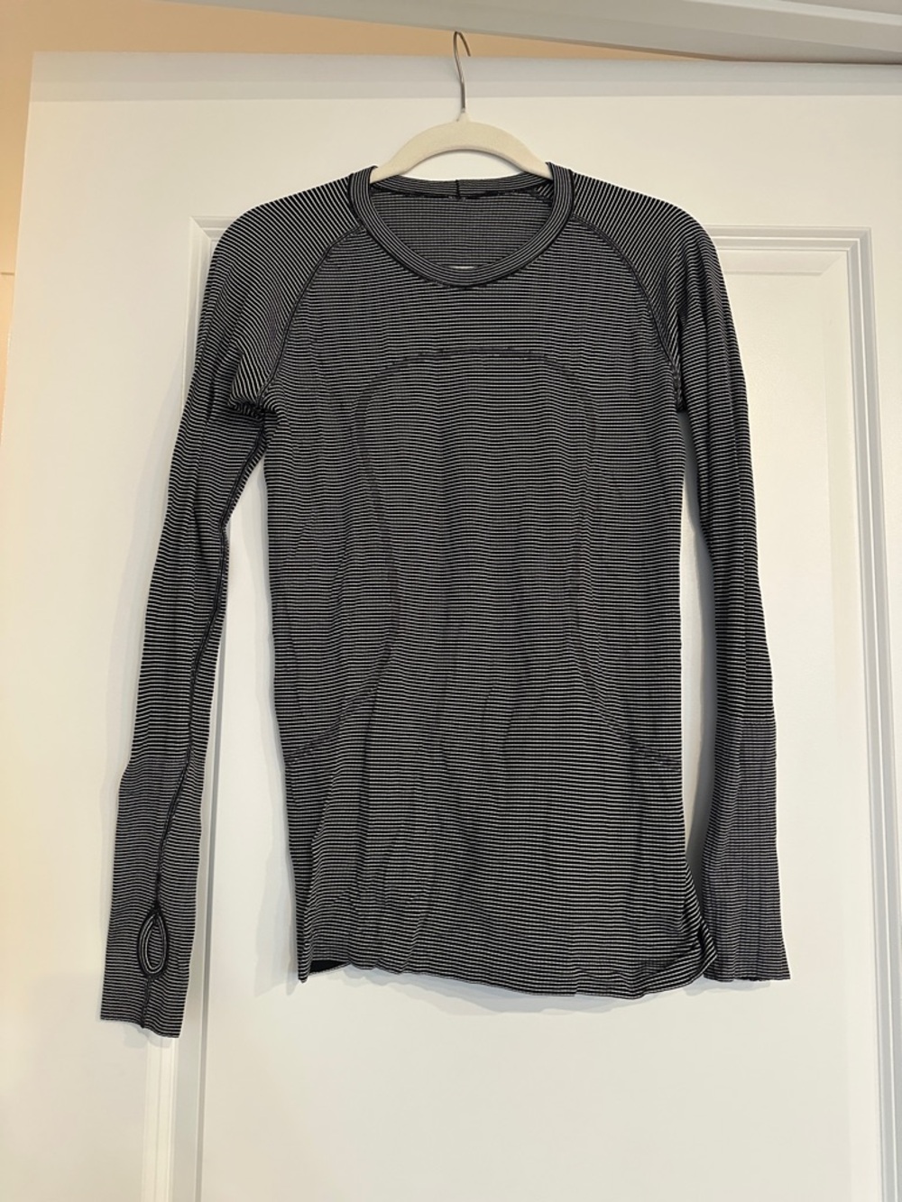 Lululemon Striped Long Sleeve Crew Neck Top - Black & White